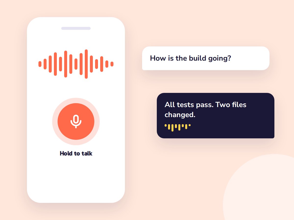Illustration of a phone voice assistant answering a question about a build